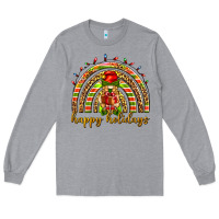 Heather Grey Happy holidays elf gnome Long Sleeve Tee - NancyCooperArtShop
