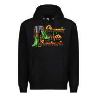 Black steppin into juneteenth heels Premium Hoodie - CowGirlArtShop