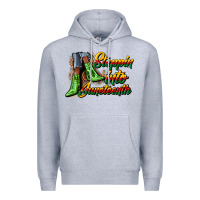 Heather Grey steppin into juneteenth heels Premium Hoodie - CowGirlArtShop