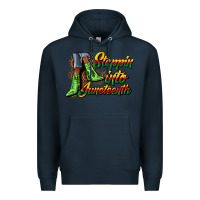 Navy steppin into juneteenth heels Premium Hoodie - CowGirlArtShop