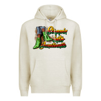 Oatmeal Heather steppin into juneteenth heels Premium Hoodie - CowGirlArtShop