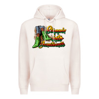 Pale Pink steppin into juneteenth heels Premium Hoodie - CowGirlArtShop