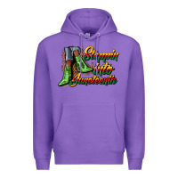 Purple steppin into juneteenth heels Premium Hoodie - CowGirlArtShop