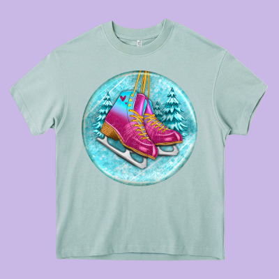 Ice Skate Christmas Ornament Heavy Core Tee Designed By Bundleandbundleshop