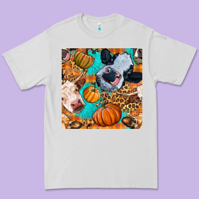 Autumn Cows Seamless Pattern Premium Tee Designed By Bundleandbundleshop
