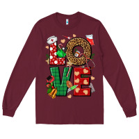 Burgundy Love Nurse Christmas Long Sleeve Tee - NancyCooperArtShop