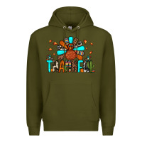 Army Green thankful turkey Premium Hoodie - JahusDesignShop