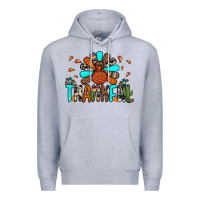 Heather Grey thankful turkey Premium Hoodie - JahusDesignShop