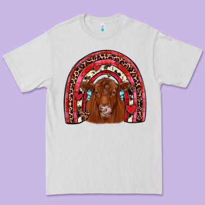 Valentines Red Angus Rainbow Premium Tee Designed By Jahusdesignshop