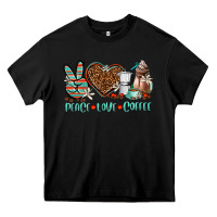 Black peace love coffee Heavy Core Tee - AdoDesignShop