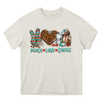 Cream peace love coffee Heavy Core Tee - AdoDesignShop