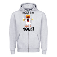 Heather Grey I'm Just Here For The Boos Zipper Hoodie - Bettercallsaul