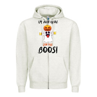 Oatmeal Heather I'm Just Here For The Boos Zipper Hoodie - Bettercallsaul