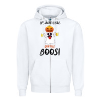 White I'm Just Here For The Boos Zipper Hoodie - Bettercallsaul