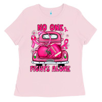 Bubblegum Pink breast cancer no one fights alone truck football Ladies Tee - JahusDesignShop