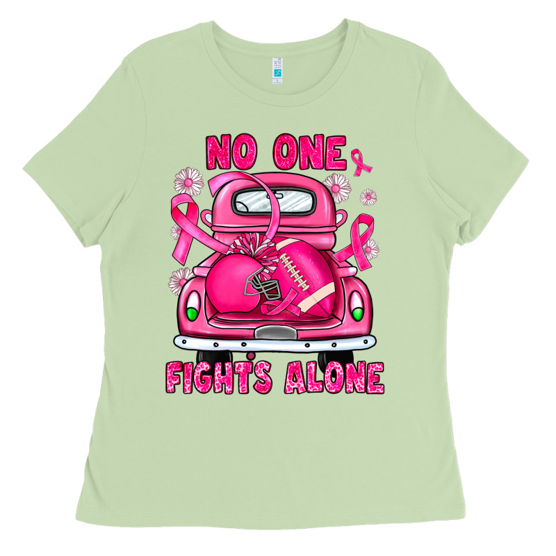 Breast Cancer No One Fights Alone Truck Football Ladies Tee by JahusDesignShop | Teevron