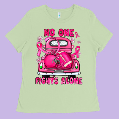 Breast Cancer No One Fights Alone Truck Football Ladies Tee Designed By Jahusdesignshop