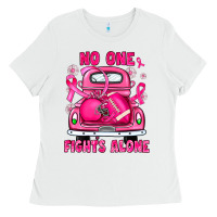 White breast cancer no one fights alone truck football Ladies Tee - JahusDesignShop