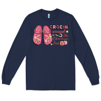 Navy Pink Christmas crocin' around the Christmas tree Long Sleeve Tee - NancyCooperArtShop