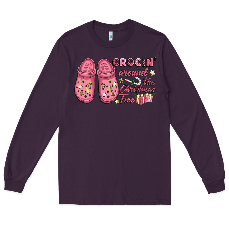 Pink Christmas Crocin' Around The Christmas Tree Long Sleeve Tee by NancyCooperArtShop | Teevron