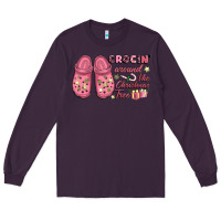 Plum Pink Christmas crocin' around the Christmas tree Long Sleeve Tee - NancyCooperArtShop