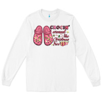 White Pink Christmas crocin' around the Christmas tree Long Sleeve Tee - NancyCooperArtShop