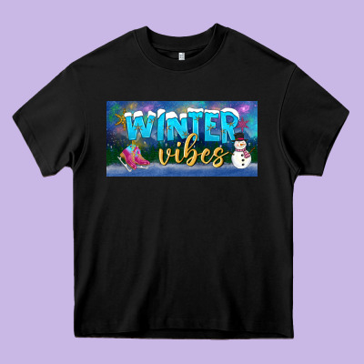 Winter Vibes License Plate Heavy Core Tee Designed By Bundleandbundleshop