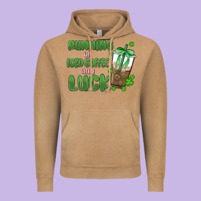 Iced Coffee And Luck Vintage Hoodie Designed By Maliassmallbusiness