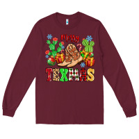 Burgundy Merry Texmas Long Sleeve Tee - MaliasSmallBusiness