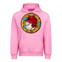 Fuchsia Pink baseball with sunflower round earrings Urban Hoodie - BundleAndBundleShop