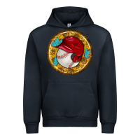 Navy baseball with sunflower round earrings Urban Hoodie - BundleAndBundleShop