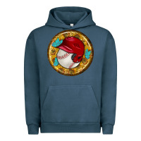 Pigment Midnight Navy baseball with sunflower round earrings Urban Hoodie - BundleAndBundleShop