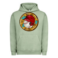 Pigment Oil Green baseball with sunflower round earrings Urban Hoodie - BundleAndBundleShop