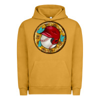 Pigment Peanut Butter baseball with sunflower round earrings Urban Hoodie - BundleAndBundleShop