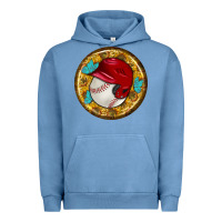 Pigment Pebble Blue baseball with sunflower round earrings Urban Hoodie - BundleAndBundleShop