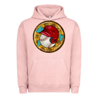 Pigment Salmon baseball with sunflower round earrings Urban Hoodie - BundleAndBundleShop