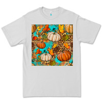Dove Grey fall pumpkin seamless pattern Premium Tee - BundleAndBundleShop