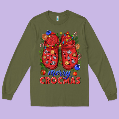 Merry Crocmas Long Sleeve Tee Designed By Nancycooperartshop
