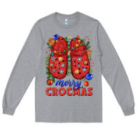 Heather Grey Merry crocmas Long Sleeve Tee - NancyCooperArtShop