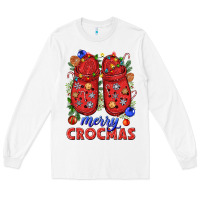 White Merry crocmas Long Sleeve Tee - NancyCooperArtShop
