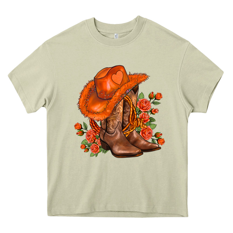 Orange  Cowgirl  And Roses Heavy Core Tee by AdoDesignShop | Teevron