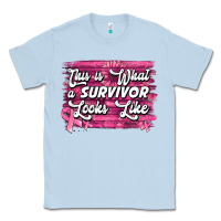 Dusty Blue This is what a survivor looks like Breast Cancer Classic Tee - NancyCooperArtShop