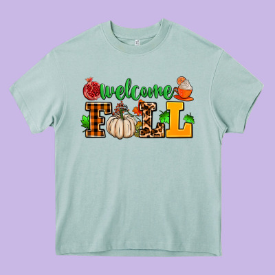 Welcome Fall Heavy Core Tee Designed By Adodesignshop