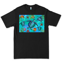 Black Turtle Seashells Starfish Premium Tee - Artiststas