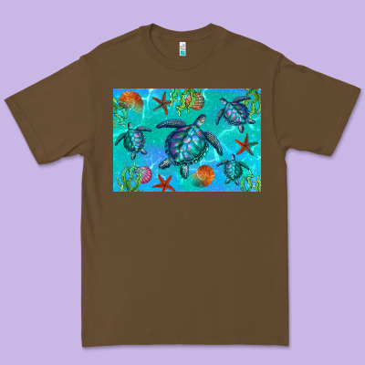 Turtle Seashells Starfish Premium Tee Designed By Artiststas