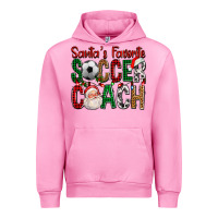 Fuchsia Pink Santa's Favorite Soccer Coach For Christmas Urban Hoodie - FaDigitalArtStudio