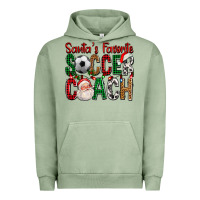 Pigment Oil Green Santa's Favorite Soccer Coach For Christmas Urban Hoodie - FaDigitalArtStudio
