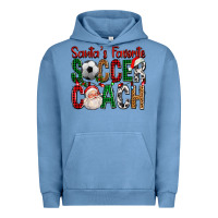 Pigment Pebble Blue Santa's Favorite Soccer Coach For Christmas Urban Hoodie - FaDigitalArtStudio