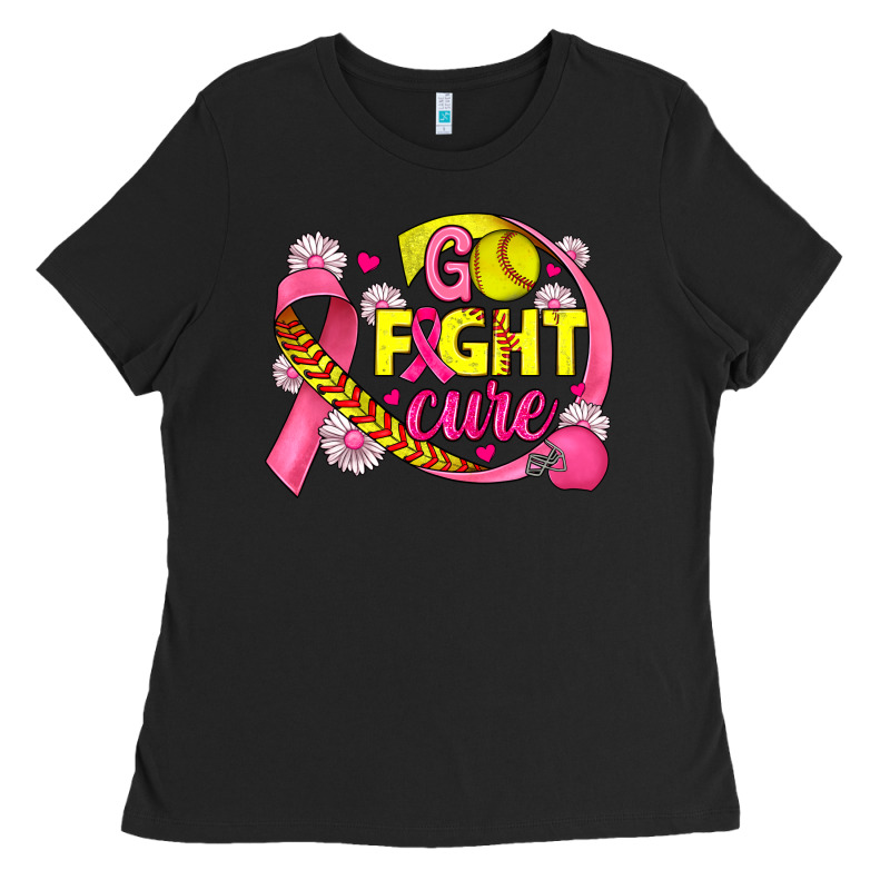 Breast Cancer Go Fight Cure Softball Ladies Tee by JahusDesignShop | Teevron