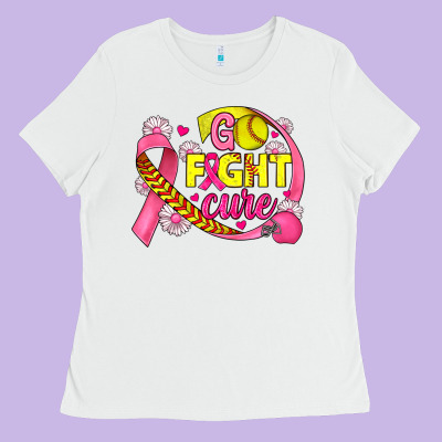 Breast Cancer Go Fight Cure Softball Ladies Tee Designed By Jahusdesignshop